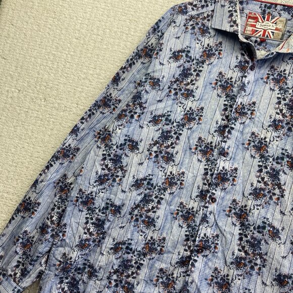 7 Downie St. Blue Floral AOP Long Sleeve Button-down Men’s Shirt Sz 7 Preppy - Picture 3 of 15